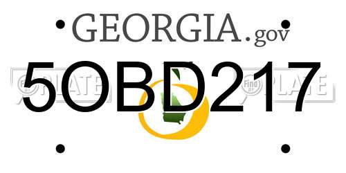 5OBD217 Georgia License Plate
