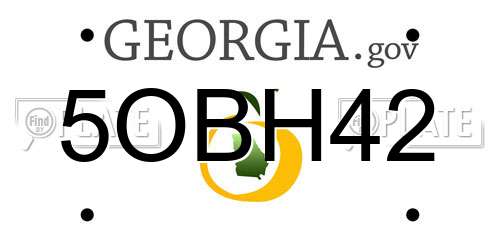 5OBH42 Georgia License Plate