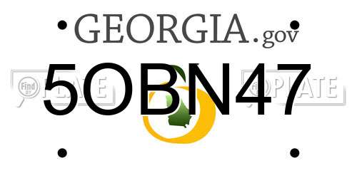 5OBN47 Georgia License Plate