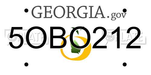 5OBO212 Georgia License Plate