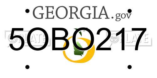 5OBO217 Georgia License Plate