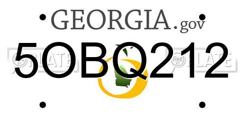 5OBQ212 Georgia License Plate