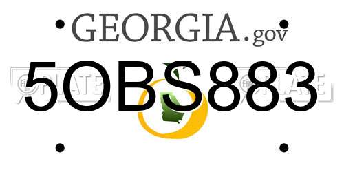 5OBS883 Georgia License Plate