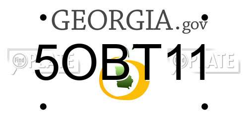 5OBT11 Georgia License Plate