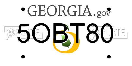 5OBT80 Georgia License Plate