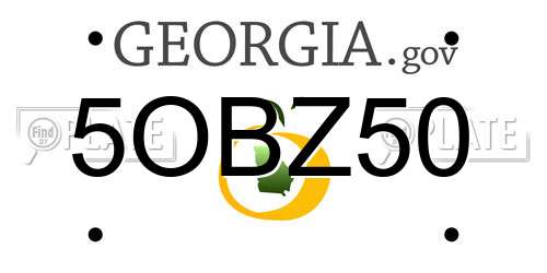 5OBZ50 Georgia License Plate
