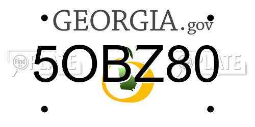 5OBZ80 Georgia License Plate