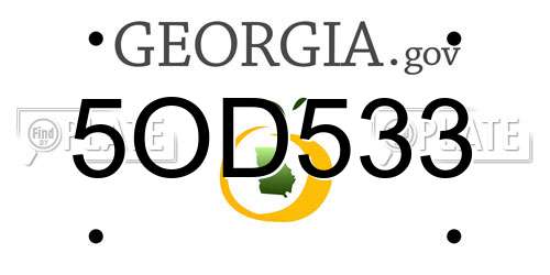 5OD533 Georgia License Plate