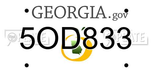 5OD833 Georgia License Plate