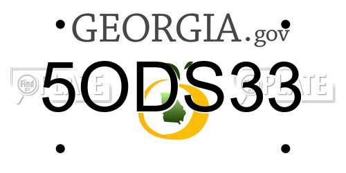 5ODS33 Georgia License Plate