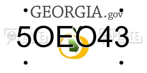 5OEO43 Georgia License Plate
