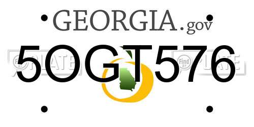 5OGT576 Georgia License Plate