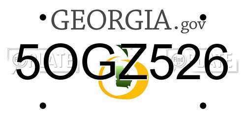 5OGZ526 Georgia License Plate