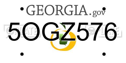 5OGZ576 Georgia License Plate