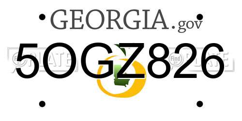 5OGZ826 Georgia License Plate