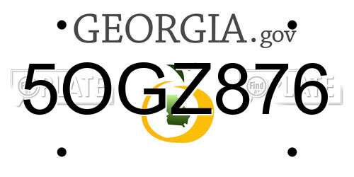 5OGZ876 Georgia License Plate