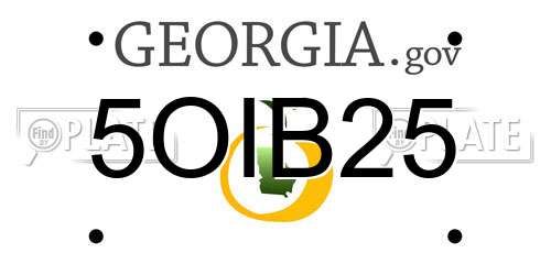 5OIB25 Georgia License Plate