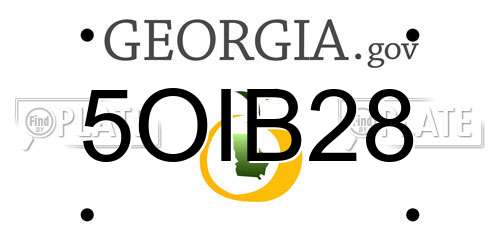 5OIB28 Georgia License Plate