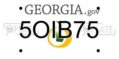 5OIB75 Georgia License Plate
