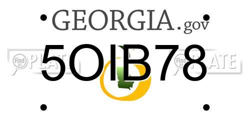 5OIB78 Georgia License Plate