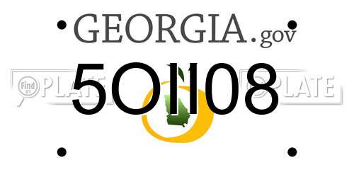 5OII08 Georgia License Plate