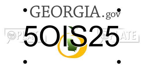 5OIS25 Georgia License Plate