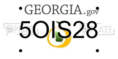 5OIS28 Georgia License Plate