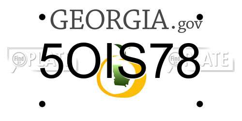 5OIS78 Georgia License Plate