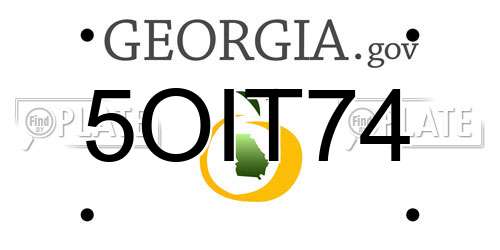 5OIT74 Georgia License Plate