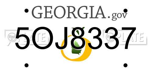 5OJ8337 Georgia License Plate