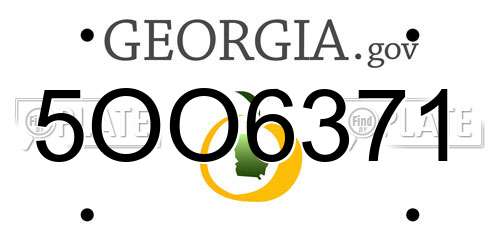 5OO6371 Georgia License Plate