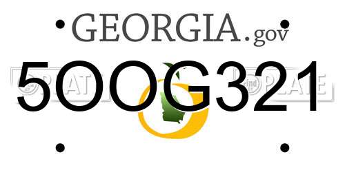 5OOG321 Georgia License Plate