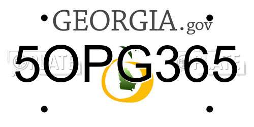 5OPG365 Georgia License Plate