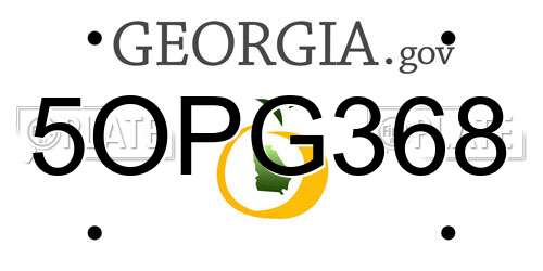 5OPG368 Georgia License Plate