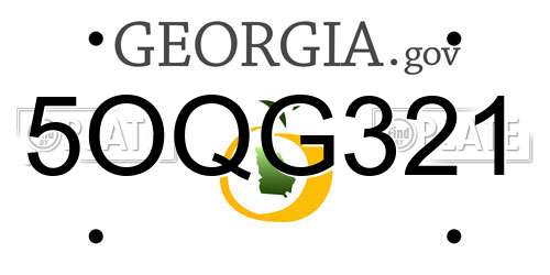 5OQG321 Georgia License Plate