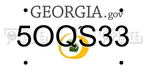 5OQS33 Georgia License Plate