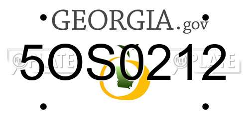 5OS0212 Georgia License Plate