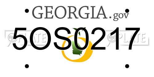 5OS0217 Georgia License Plate
