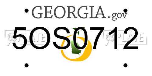 5OS0712 Georgia License Plate