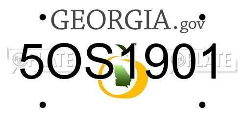 5OS1901 Georgia License Plate