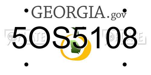 5OS5108 Georgia License Plate