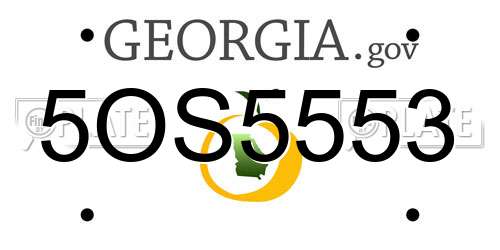 5OS5553 Georgia License Plate