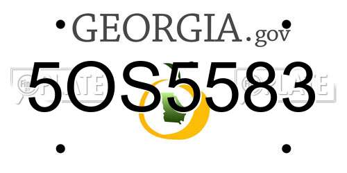 5OS5583 Georgia License Plate