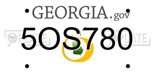 5OS780 Georgia License Plate