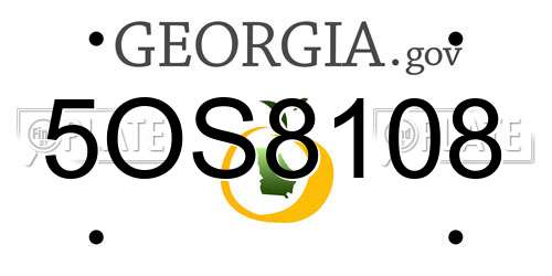 5OS8108 Georgia License Plate