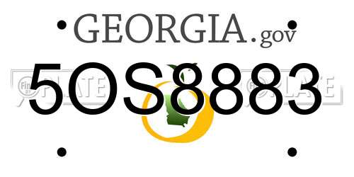 5OS8883 Georgia License Plate