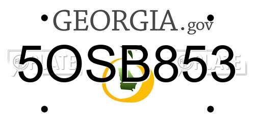 5OSB853 Georgia License Plate