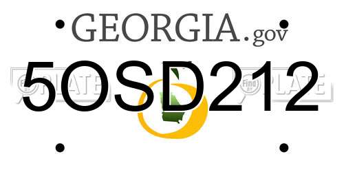 5OSD212 Georgia License Plate