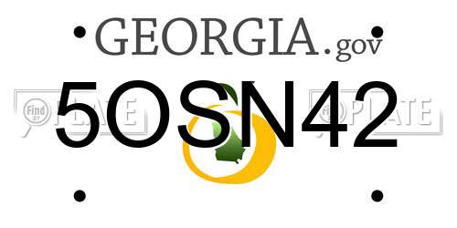 5OSN42 Georgia License Plate