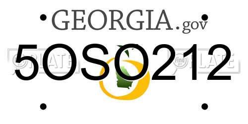 5OSO212 Georgia License Plate